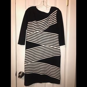 Sandra Darren size 12 dress with stripe detail.
